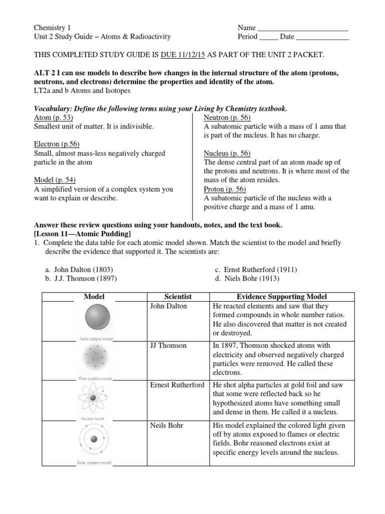 nuclear chemistry study guide answers