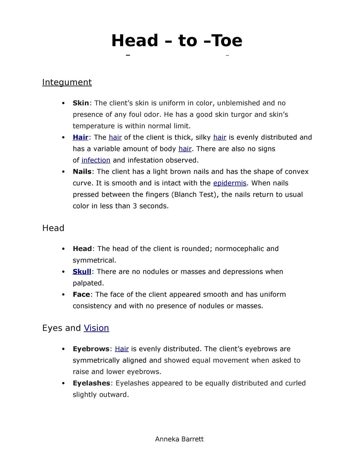 normal heent exam documentation