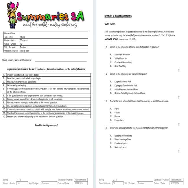 travel and tourism exam questions and answers