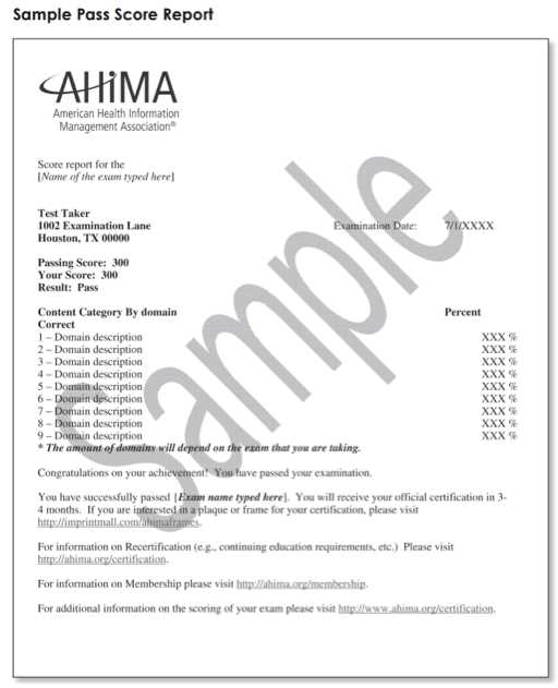 rhit exam passing score