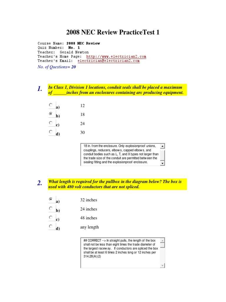 nec exam questions and answers