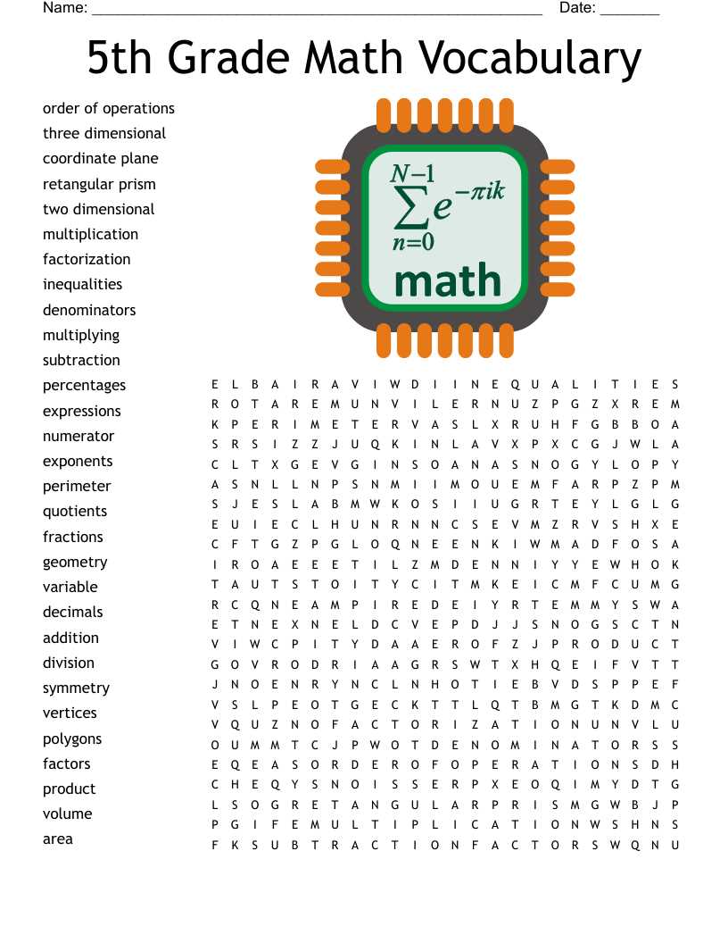 word search math terms answers