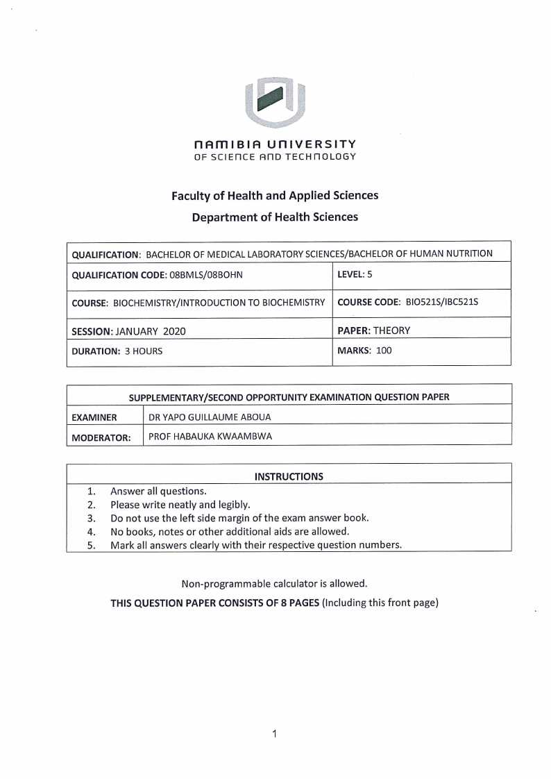 biochemistry exam 1 questions and answers