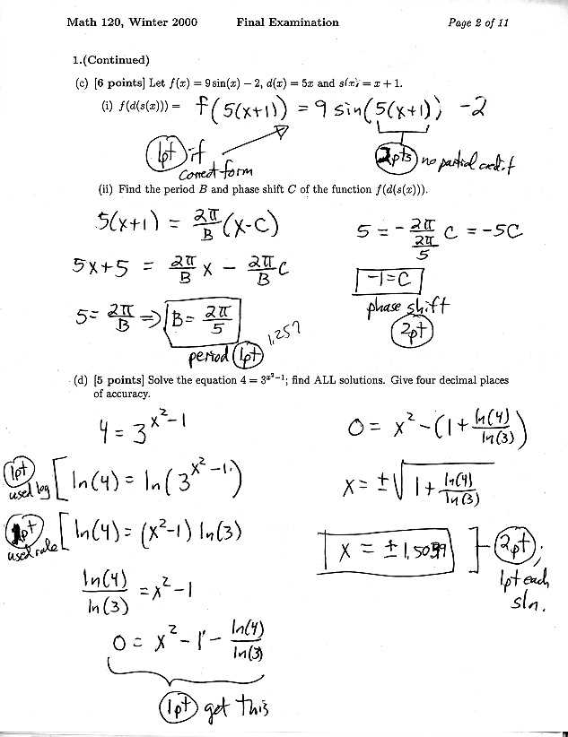 pre calculus midterm exam answers