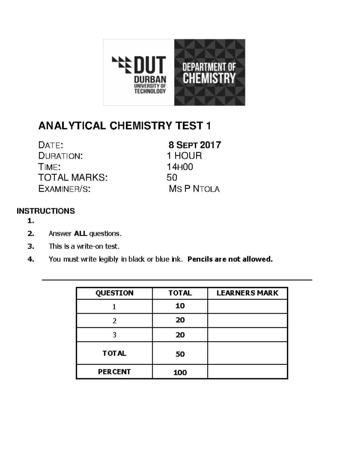 analytical chemistry final exam