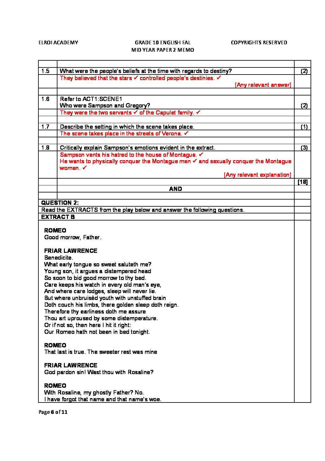 english final exam answers