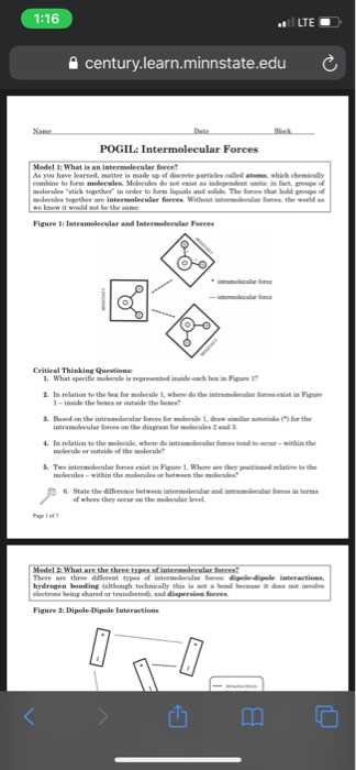 pogil intermolecular forces answer key