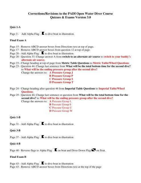 padi exam open water answer