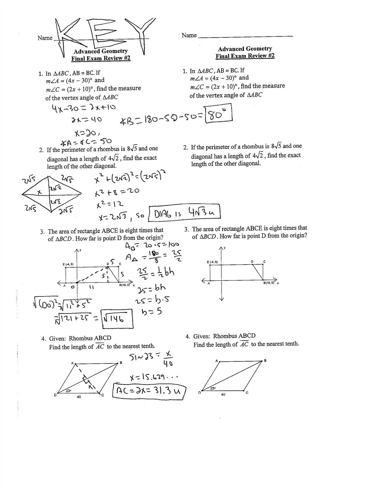 cumulative exam answer key