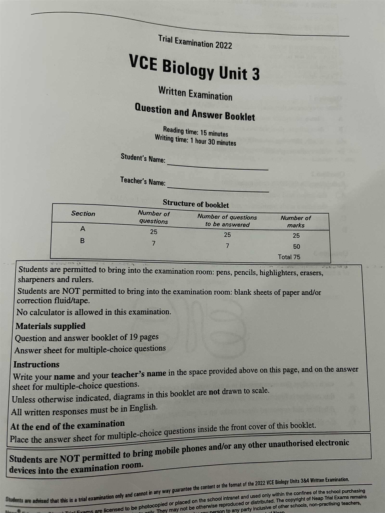 biology final exam questions and answers