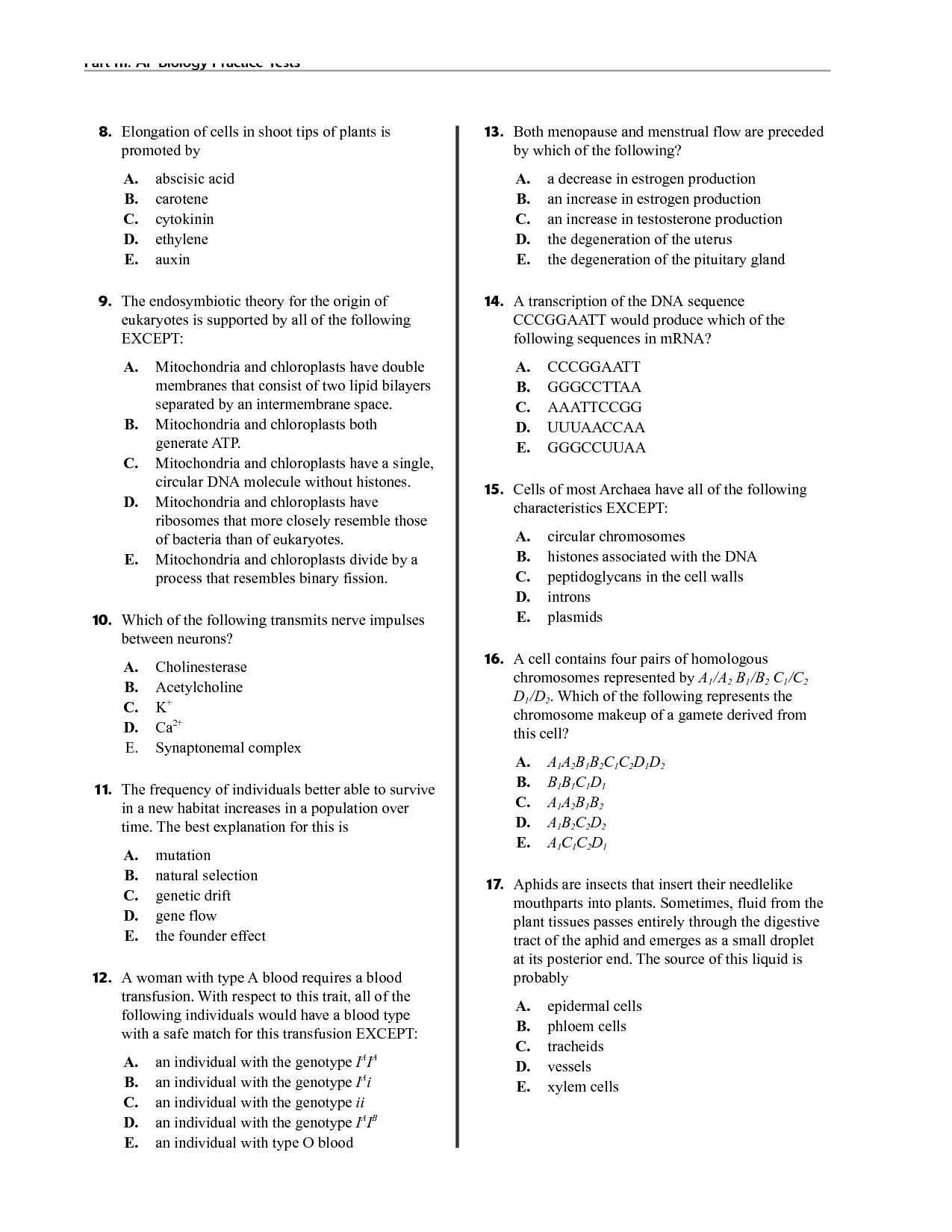 ap biology exam 2025 multiple choice answers