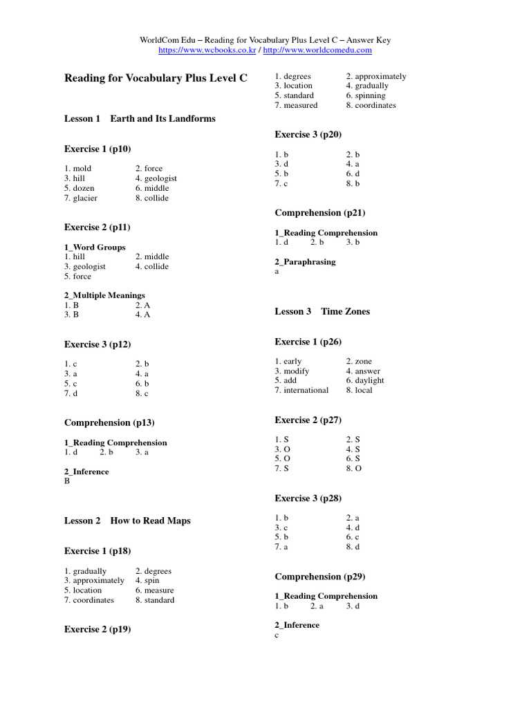 reading plus answers c