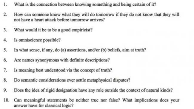 philosophy exam questions