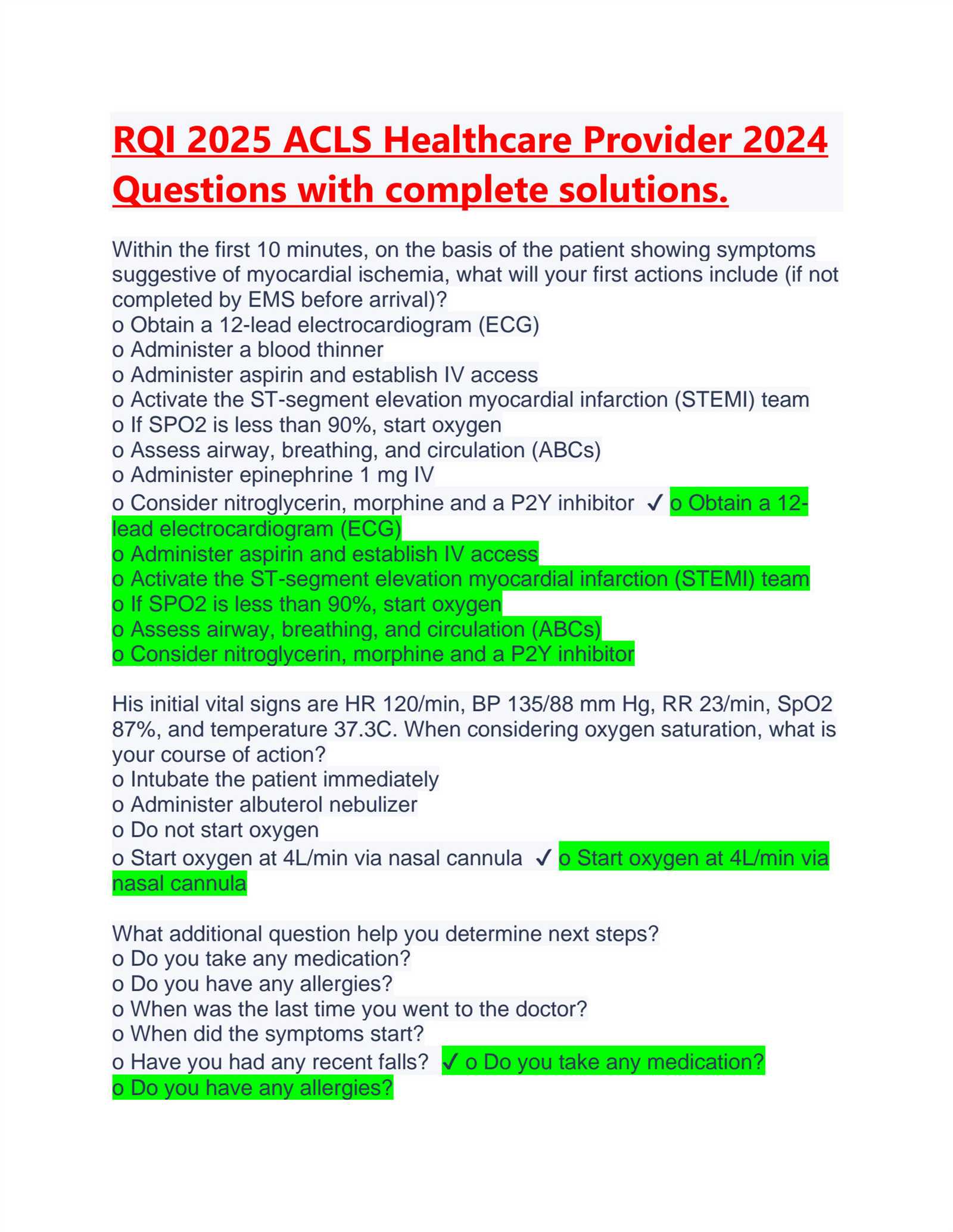 acls answers 2025