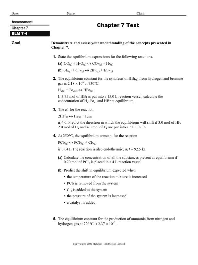 chemistry chapter 7 test answers