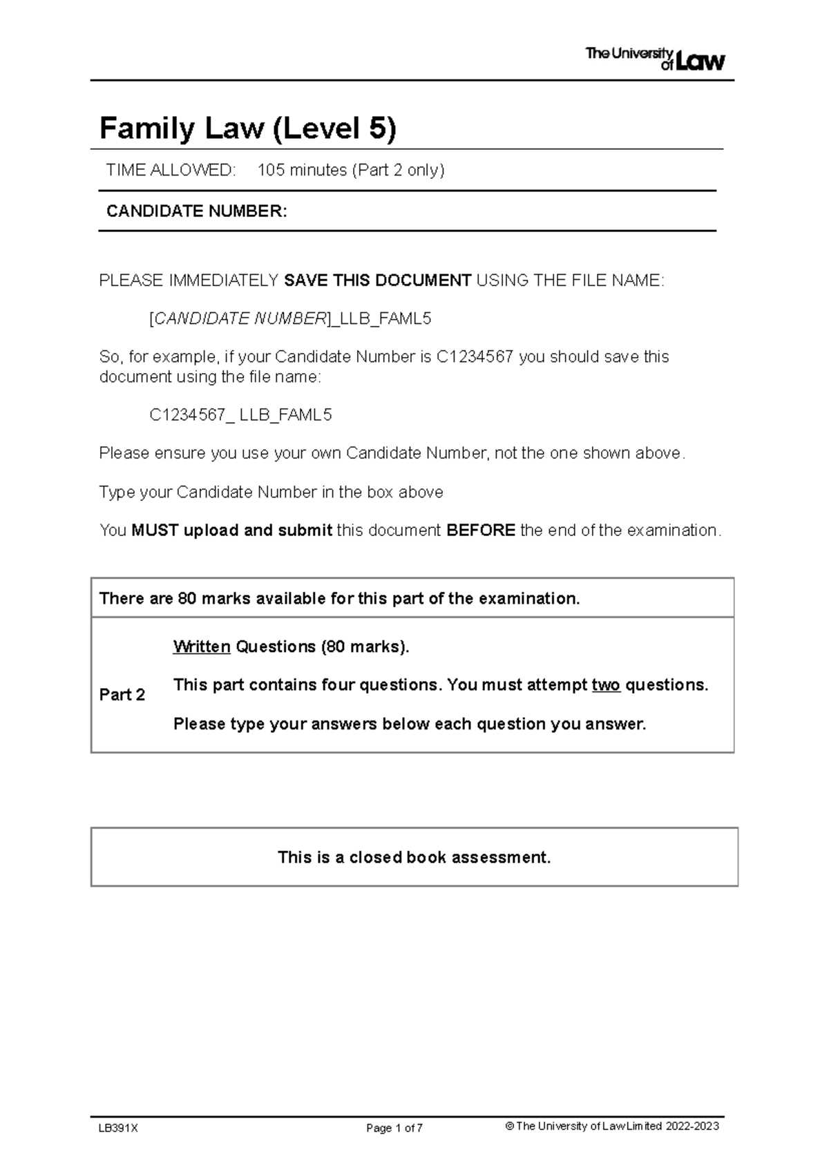 family law exam answers