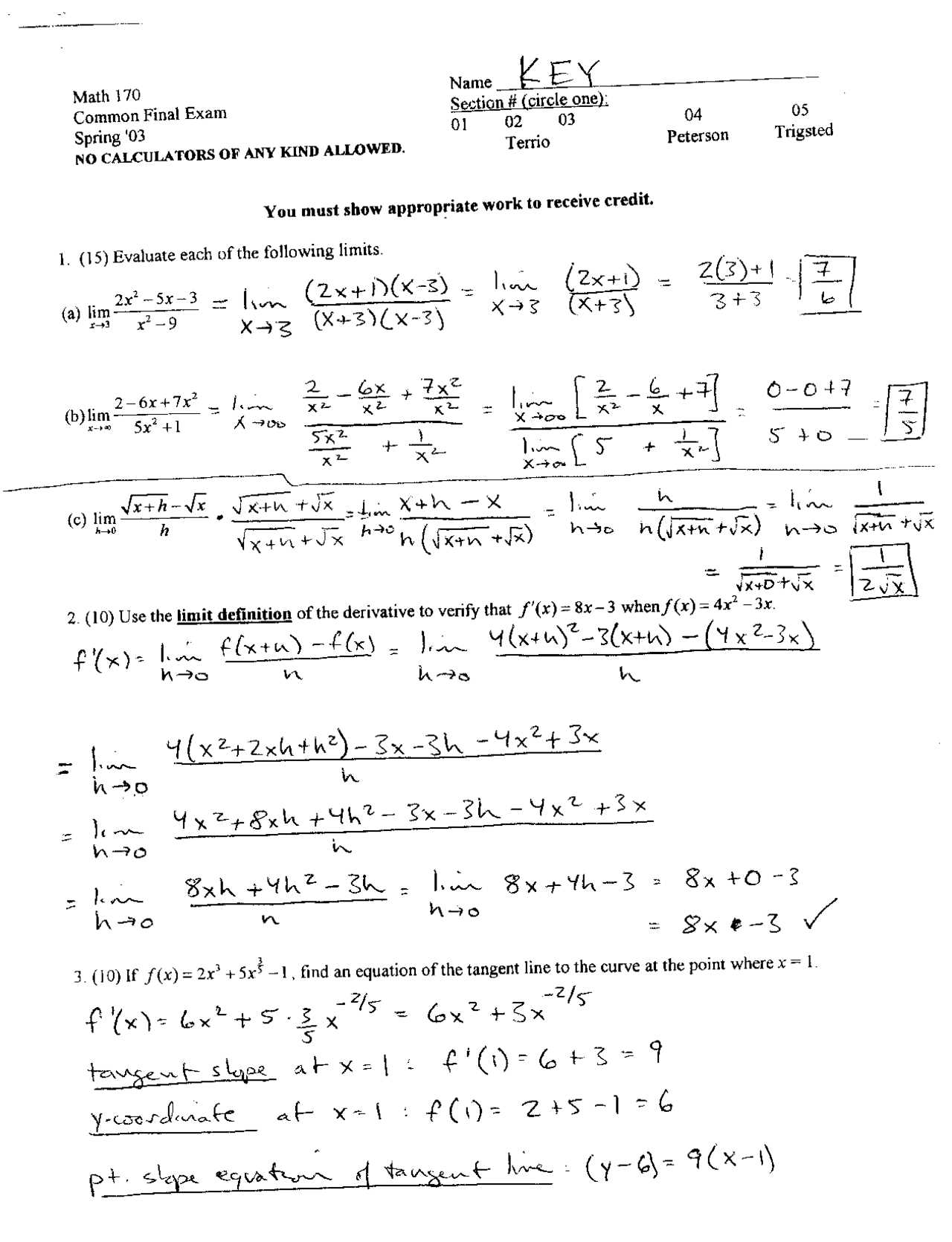 geometry spring final exam answers