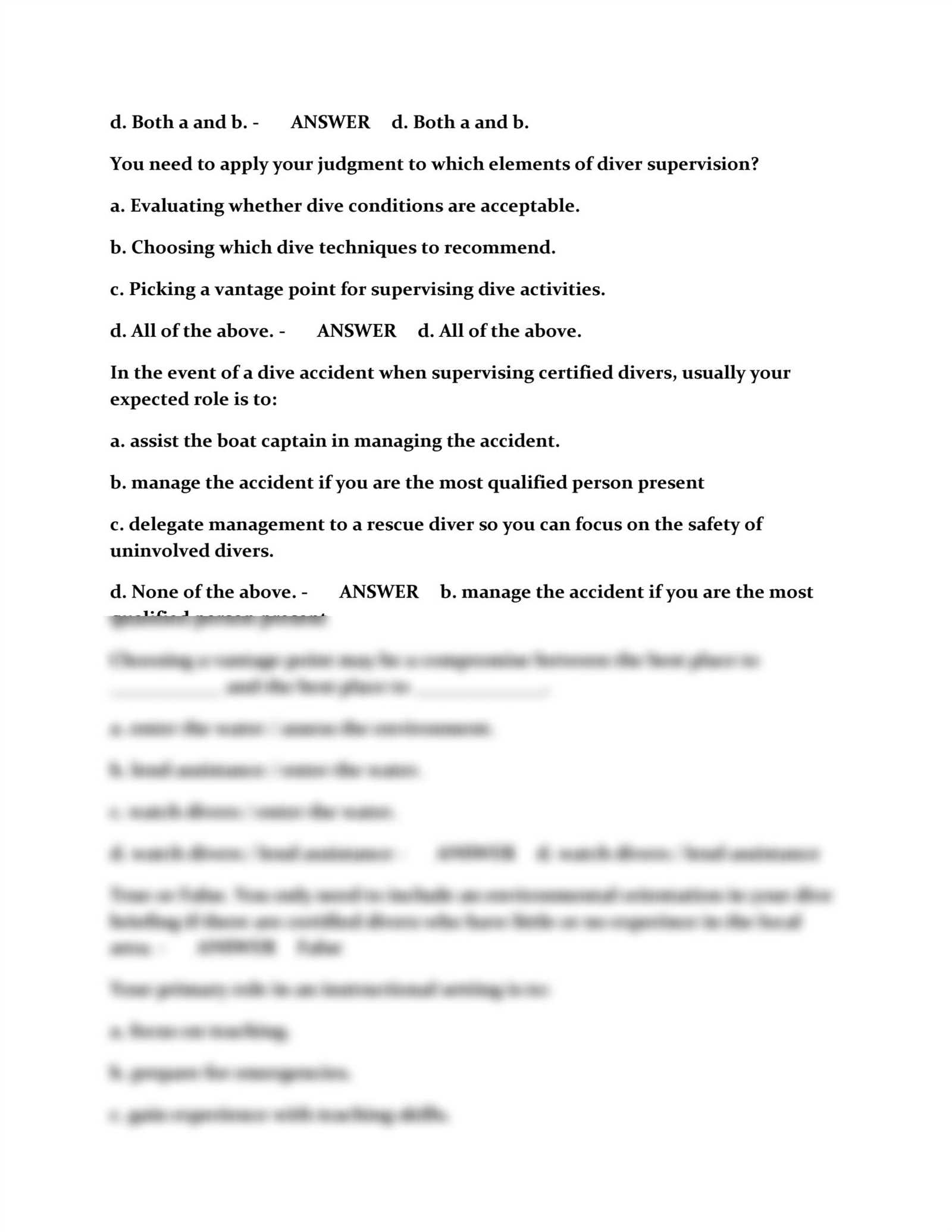 divemaster exam answers