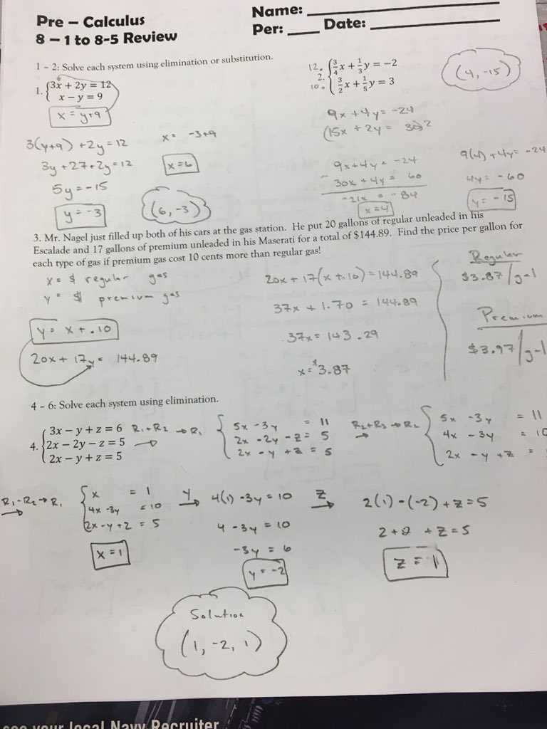 algebra 1 chapter 8 review answers