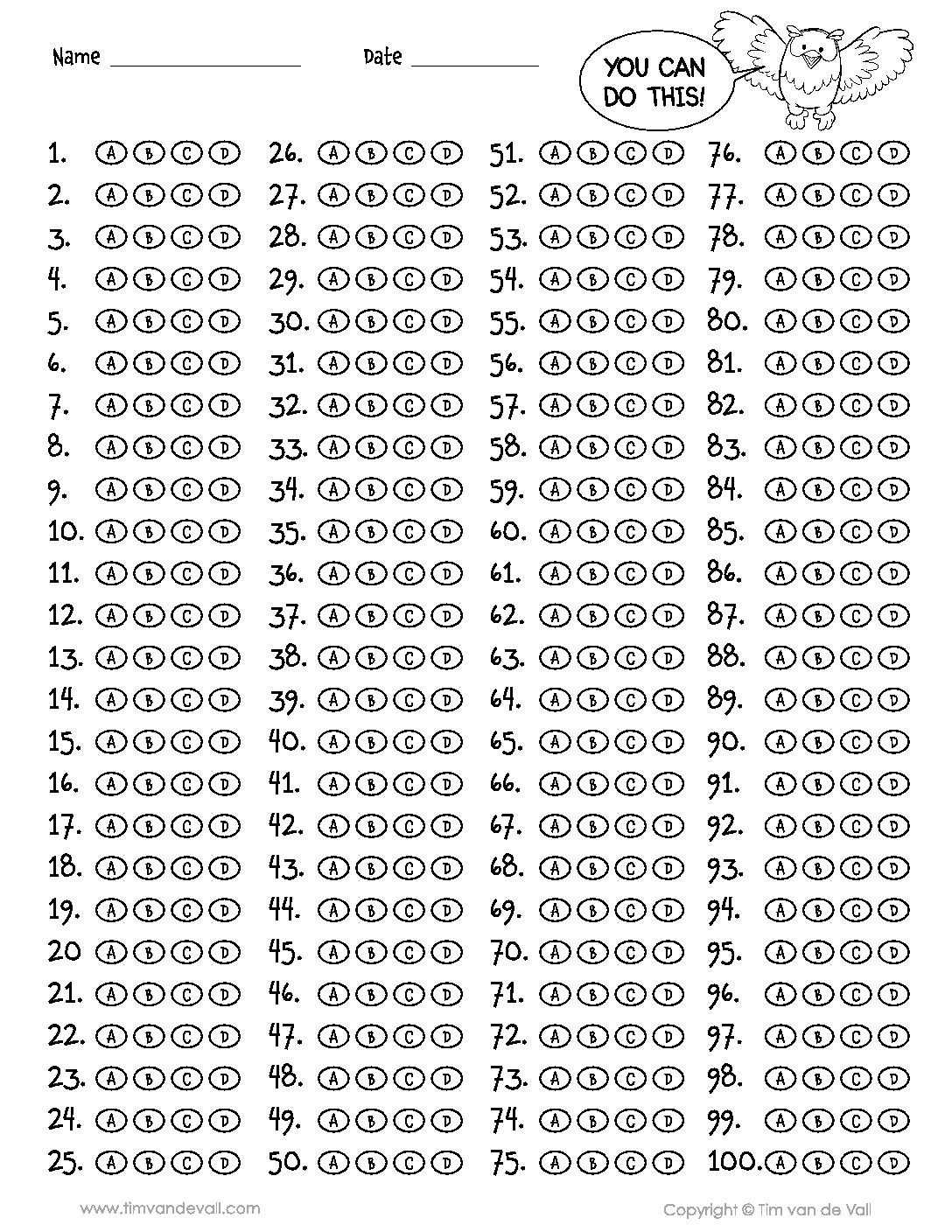 answer sheet doc