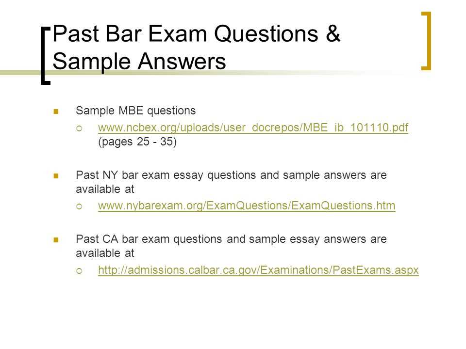 california bar exam questions and answers