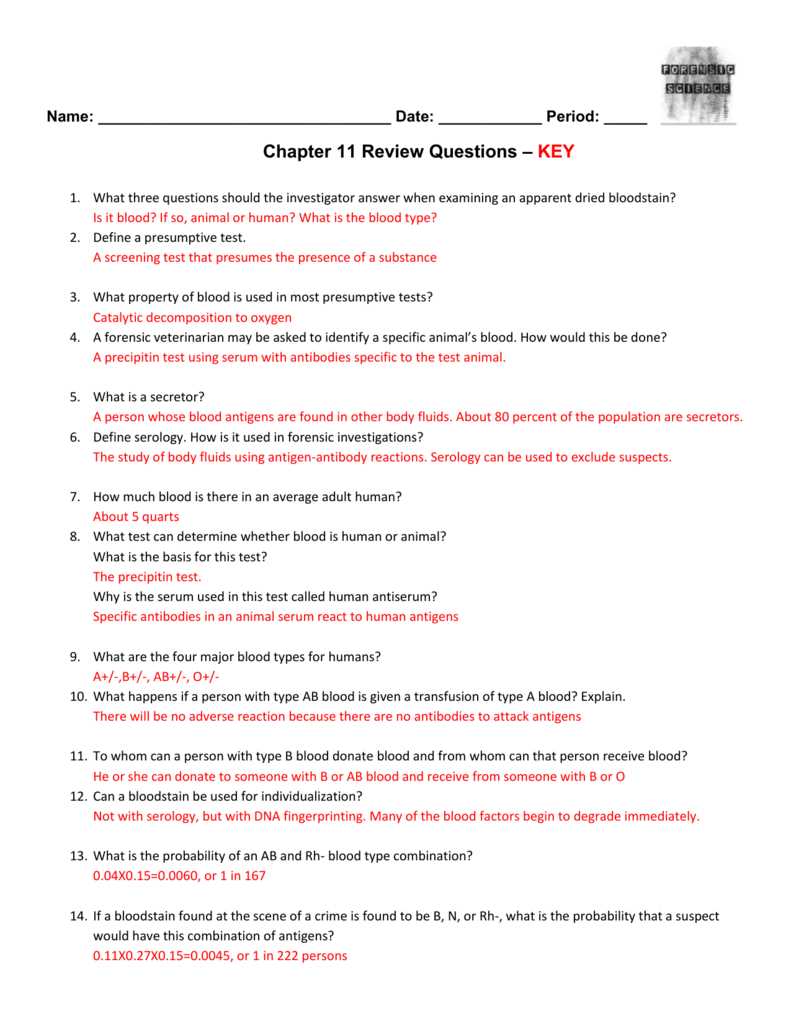 forensic science chapter 8 review answers