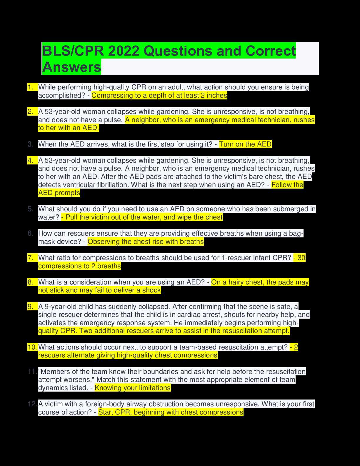 bls instructor essentials exam answers