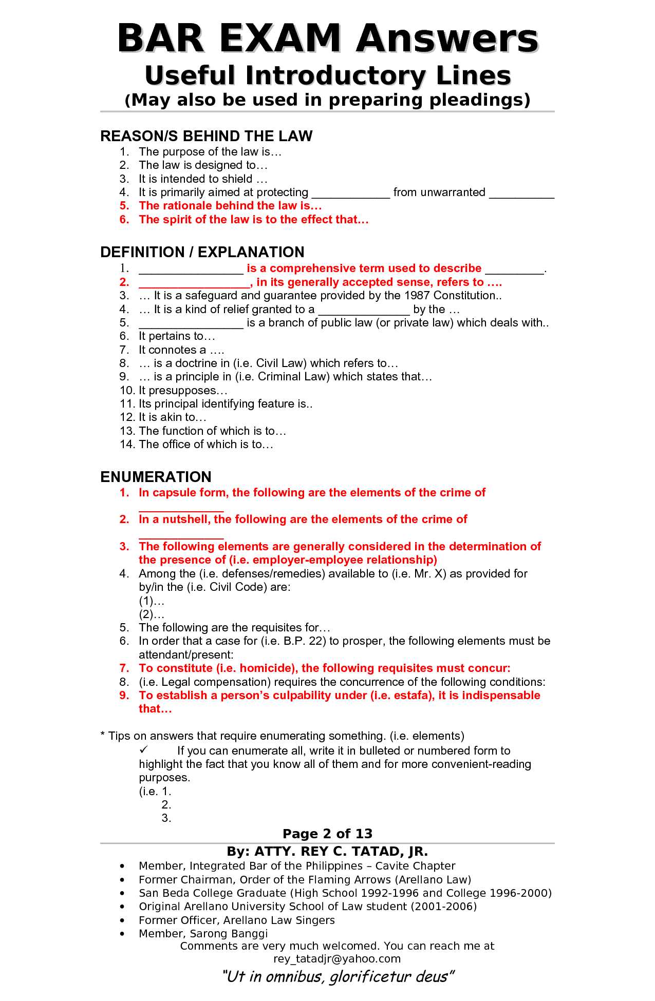 how to write a law exam answer