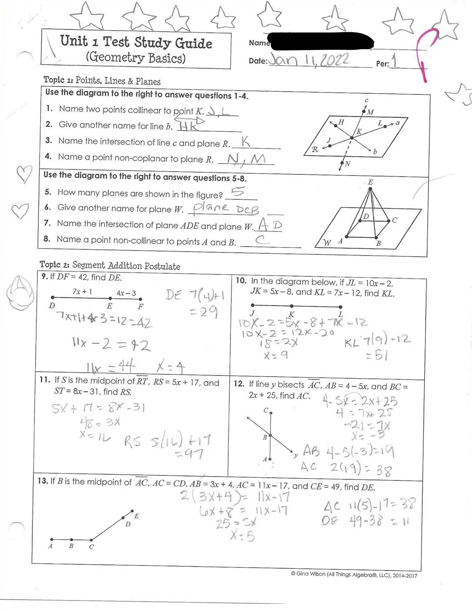 geometry chapter 1 worksheet answers