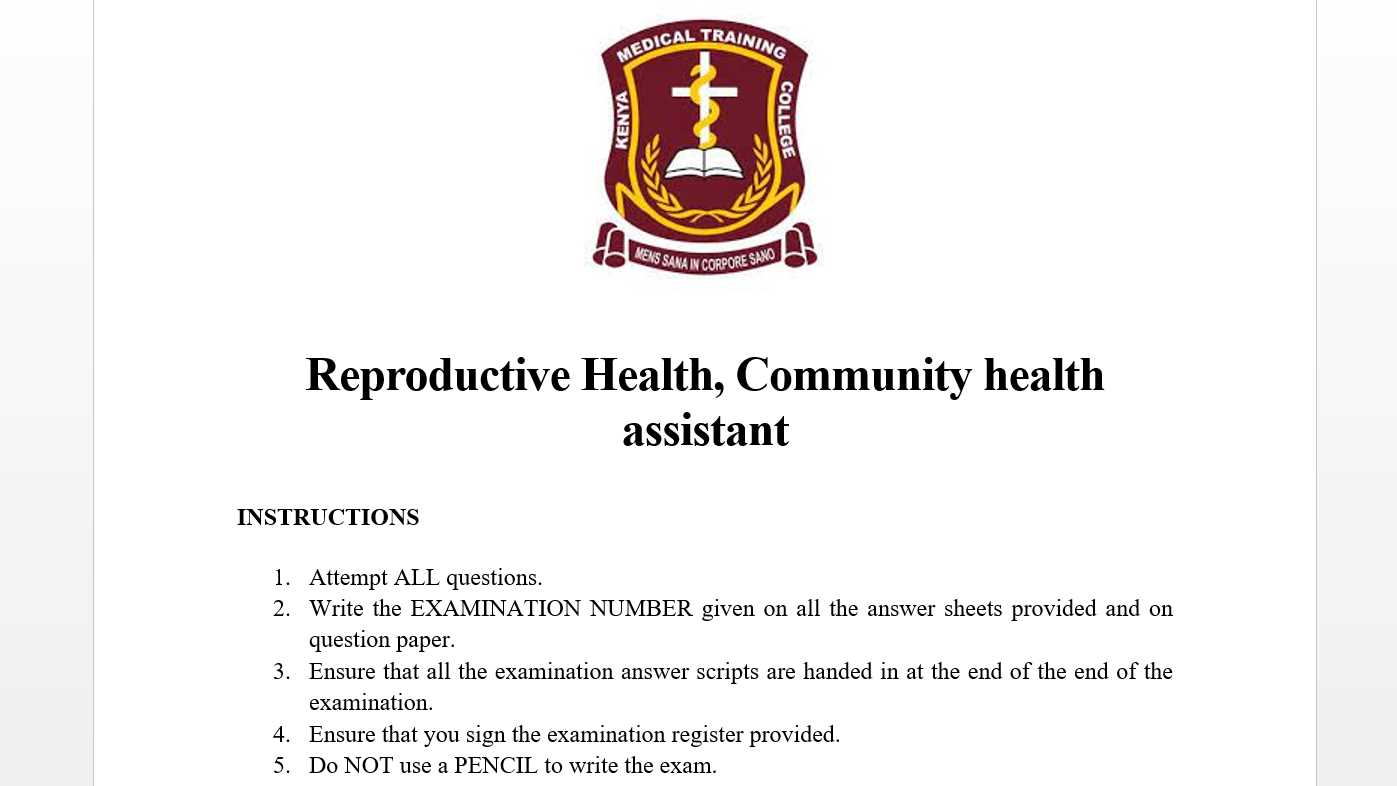 reproductive health exam questions and answers