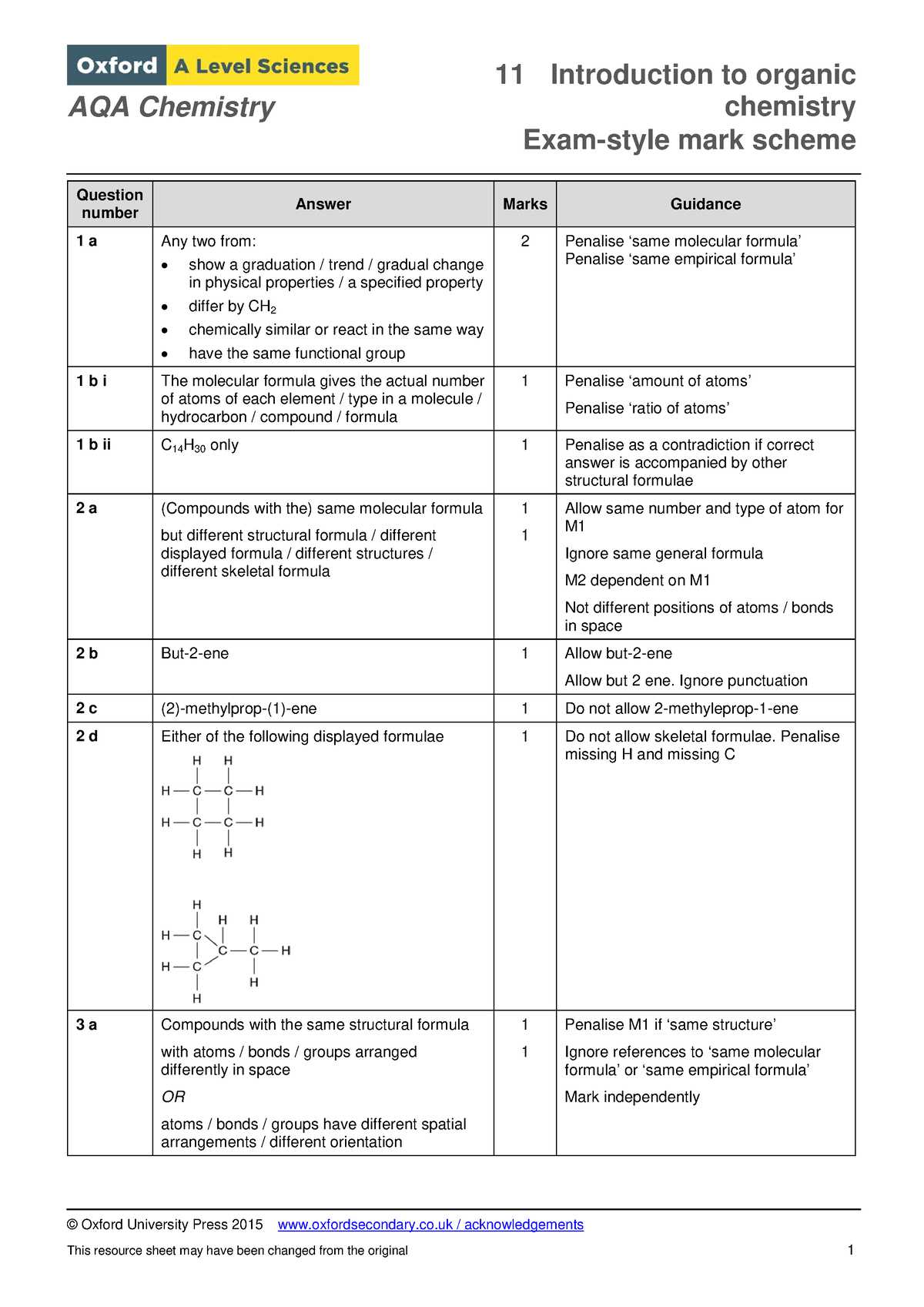 practice exam style questions. chemistry for the ib answers