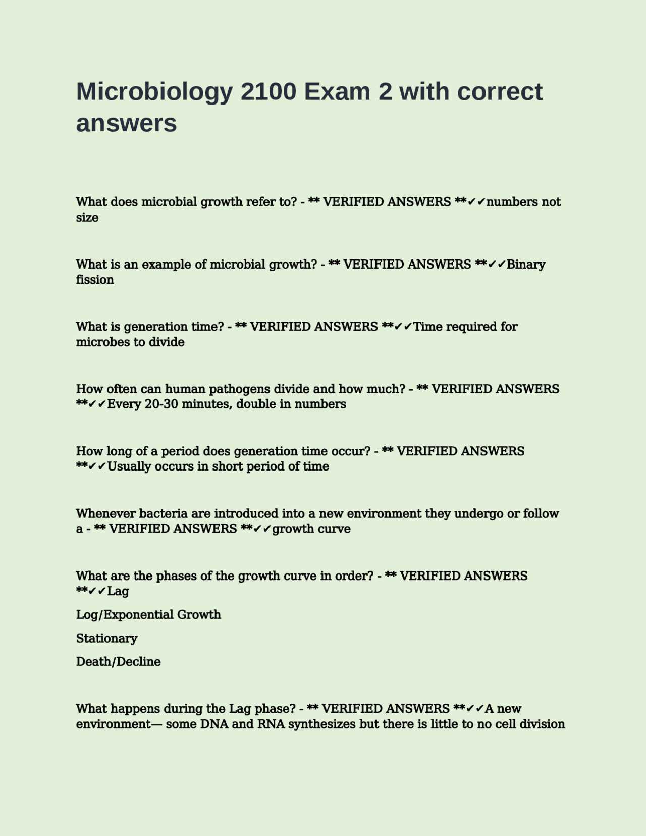 microbiology exam 2 answers