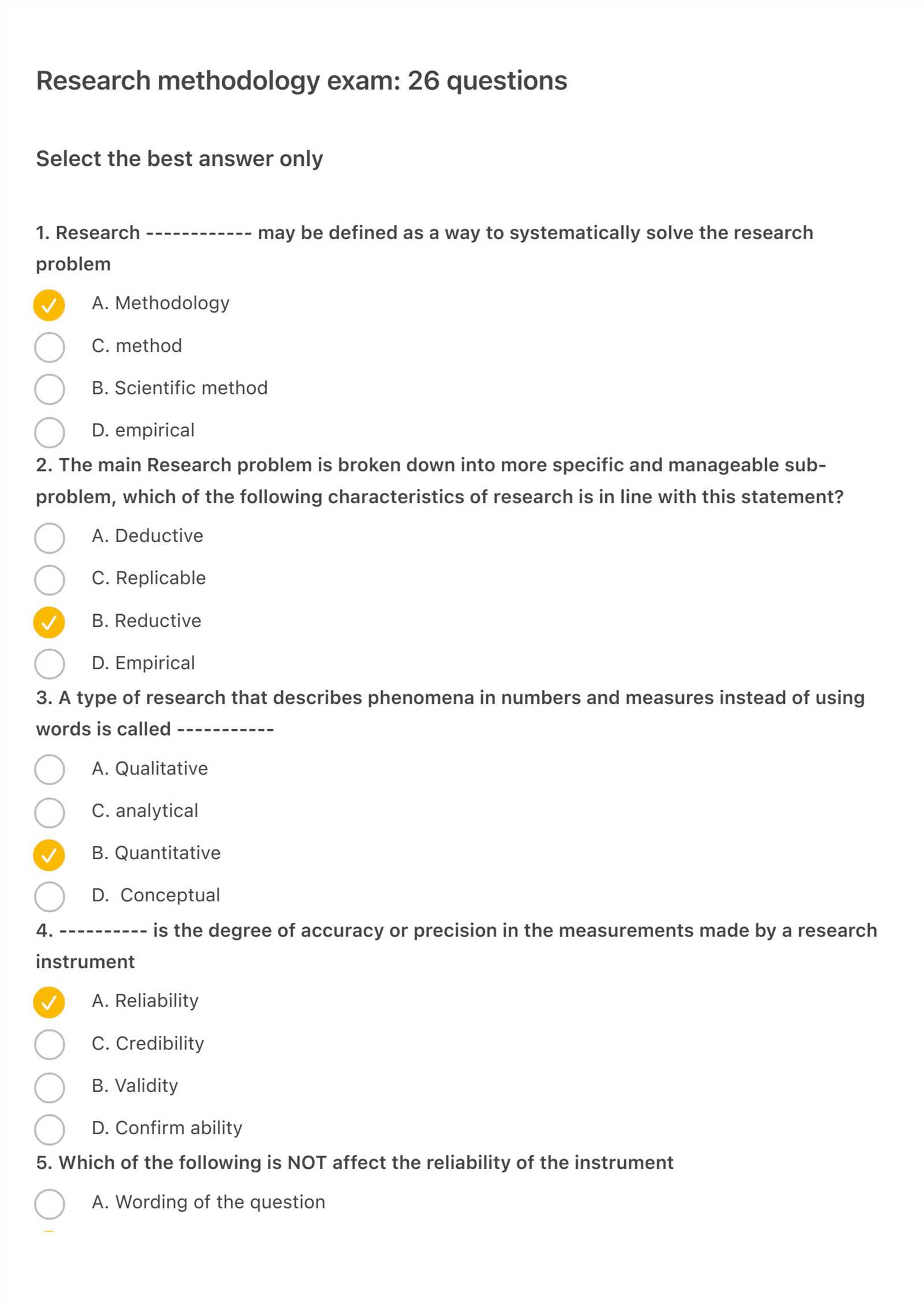 research methodology final exam questions and answers doc