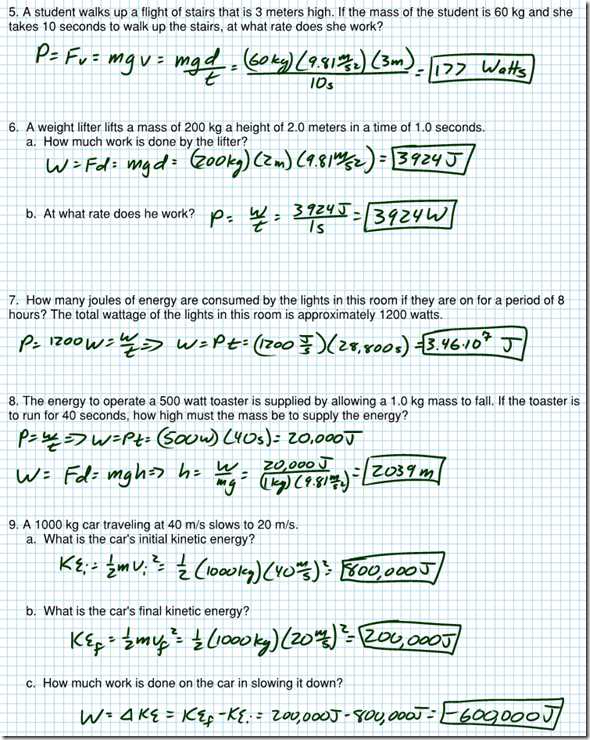 work energy calculations the physics classroom answers