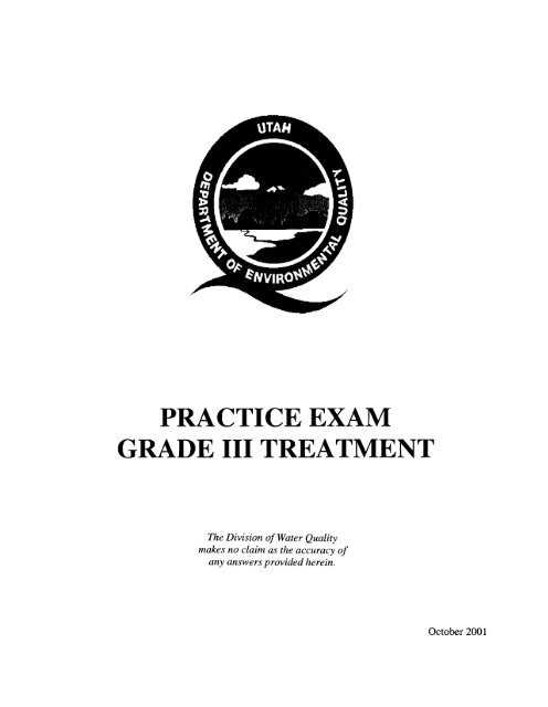 water treatment practice exam