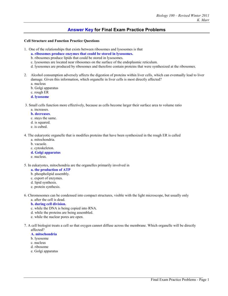 biology end of course exam practice answers