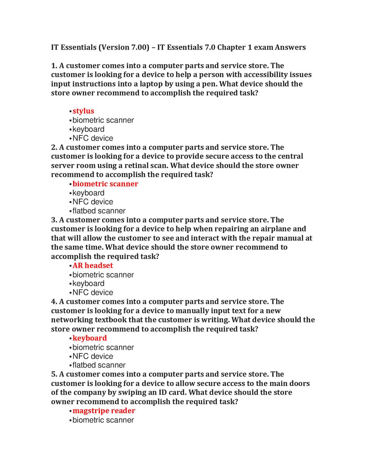 cisco ite exam answers