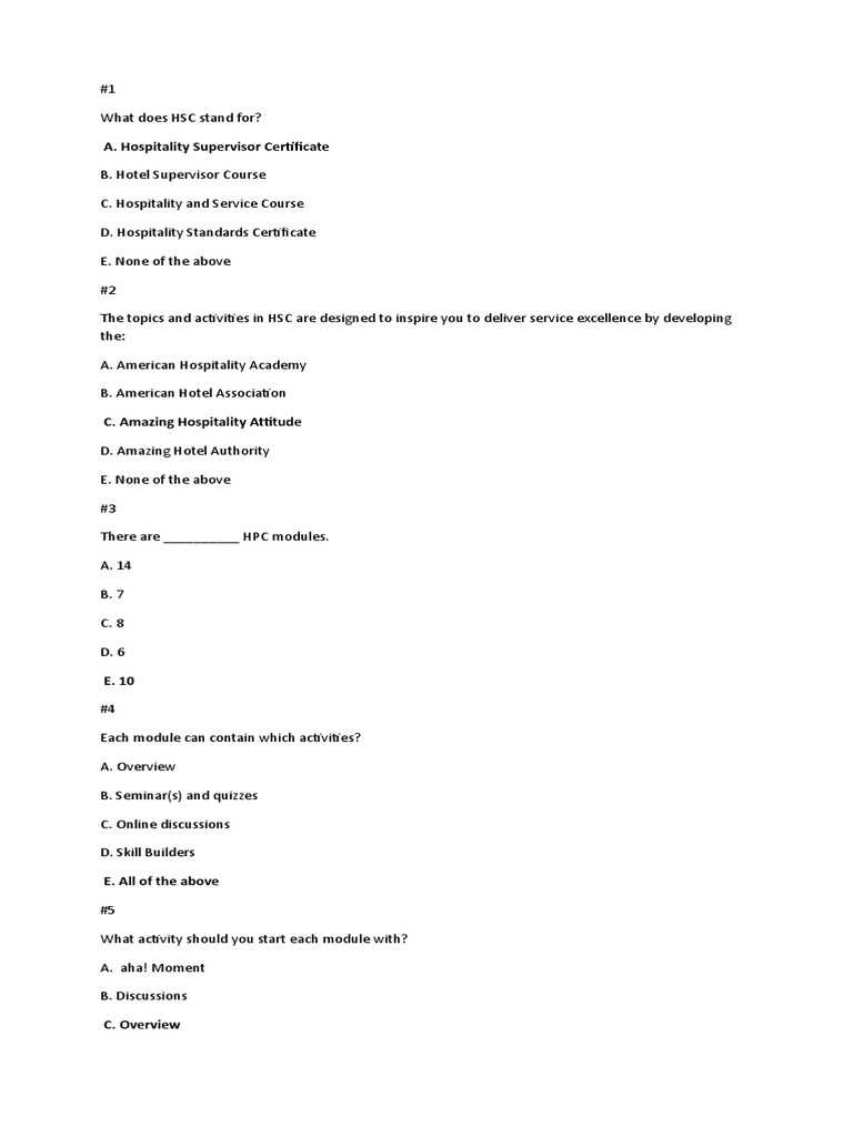 flow hospitality training exam answers