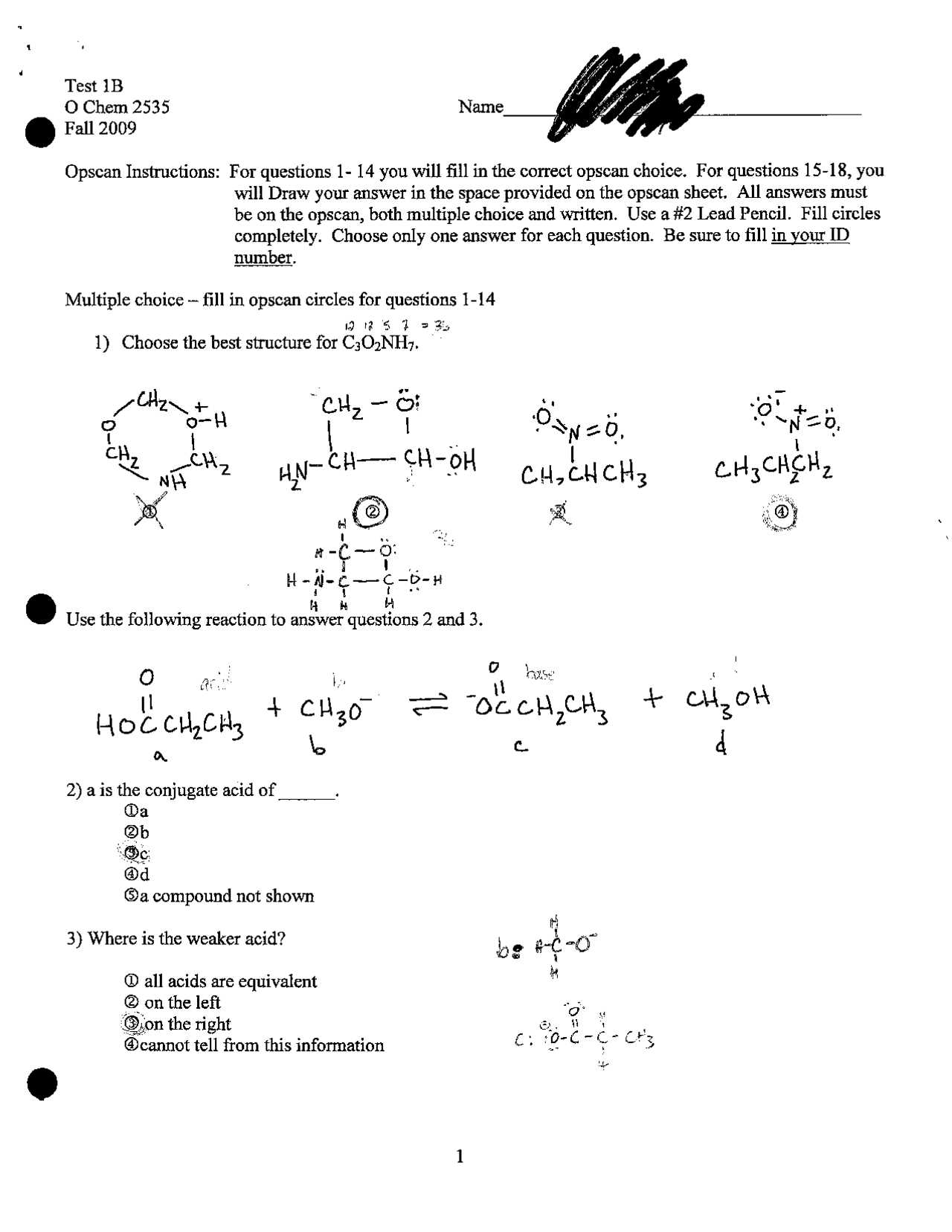 organic chemistry practice exam