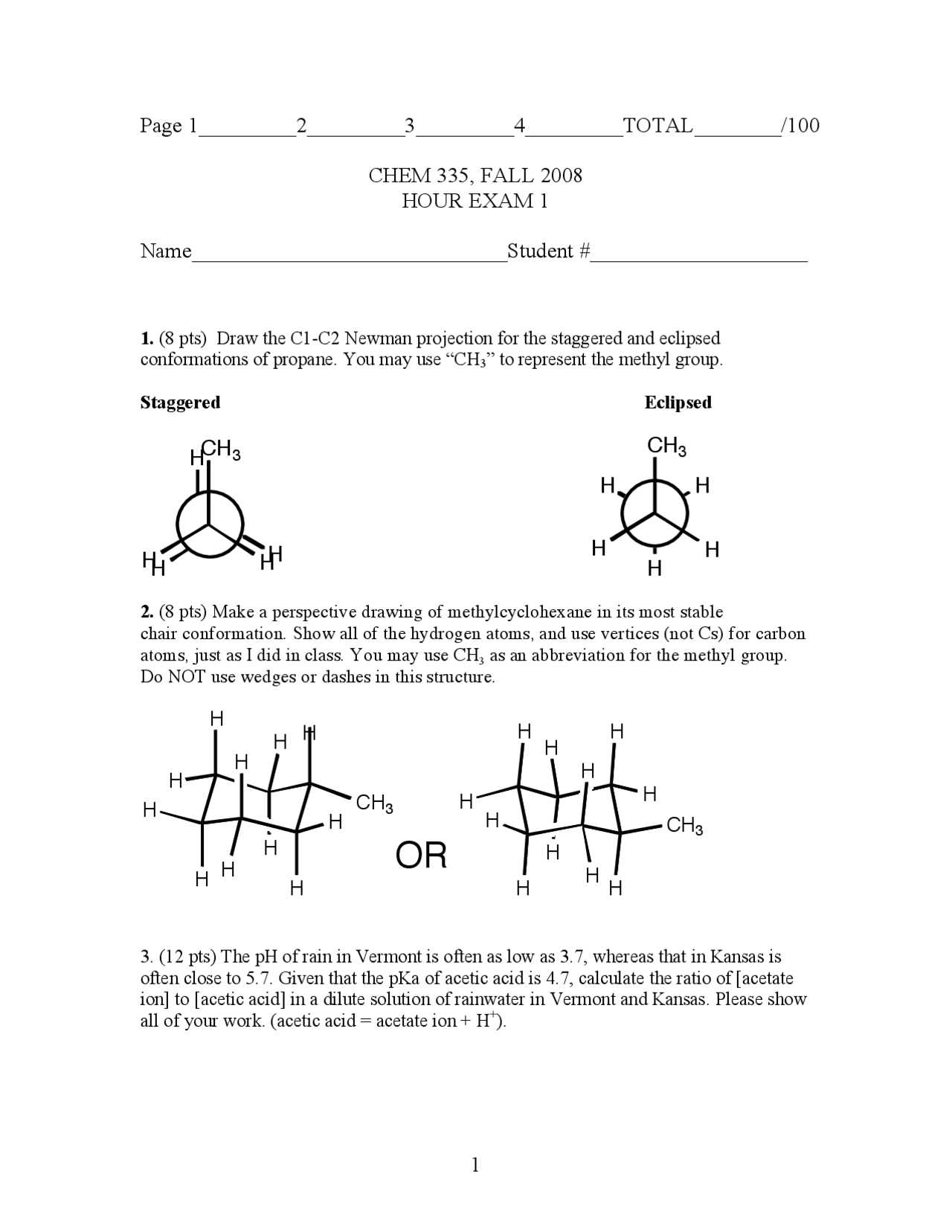 organic chemistry practice exam