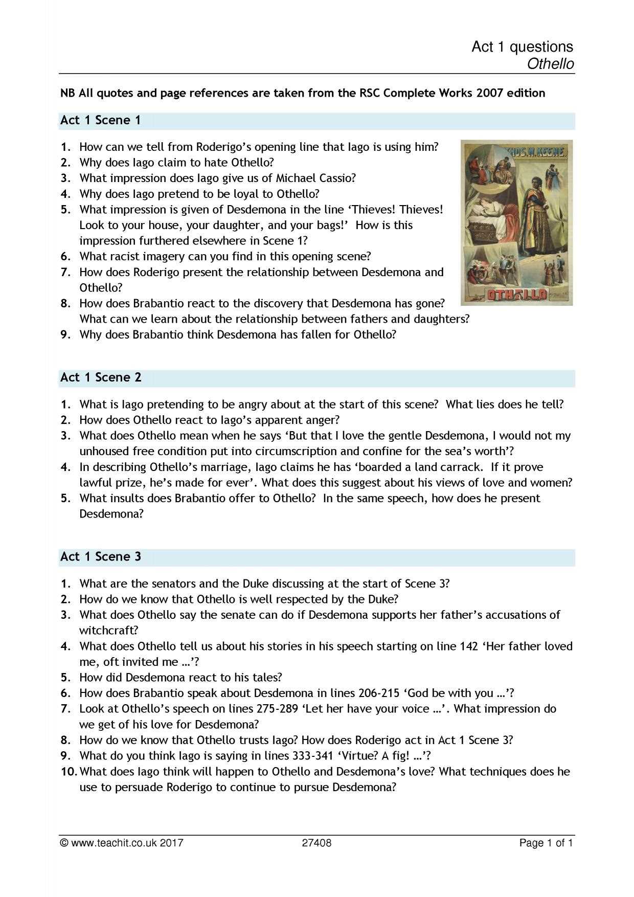 othello act 1 scene 1 questions and answers