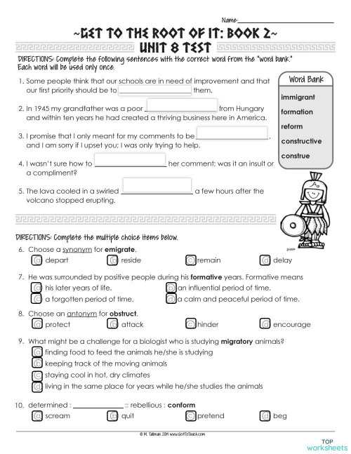 vocab unit 8 level f answers