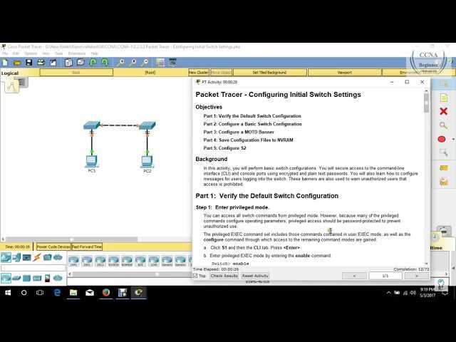 packet tracer configuring initial switch settings answers