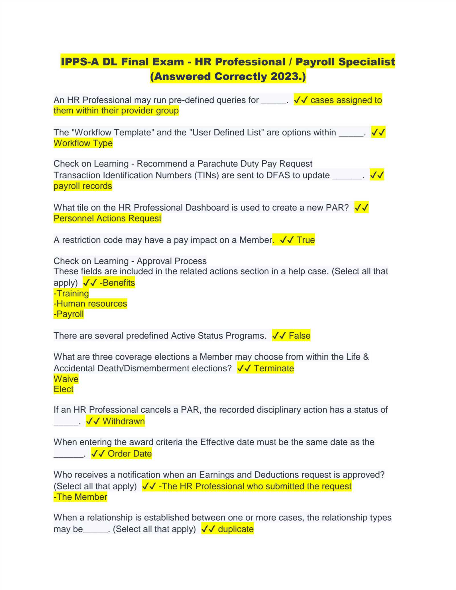 payroll accounting final exam answers