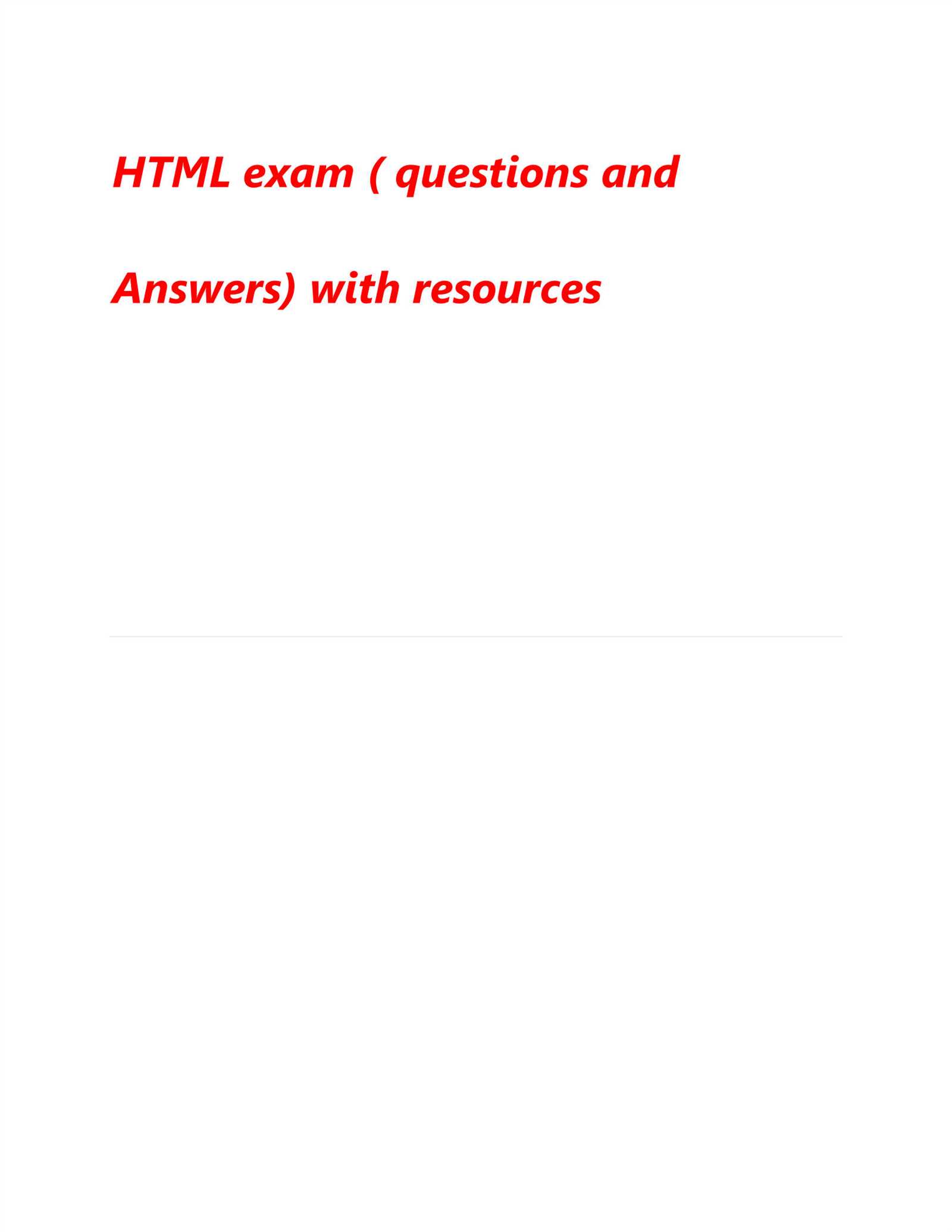 html exam questions and answers