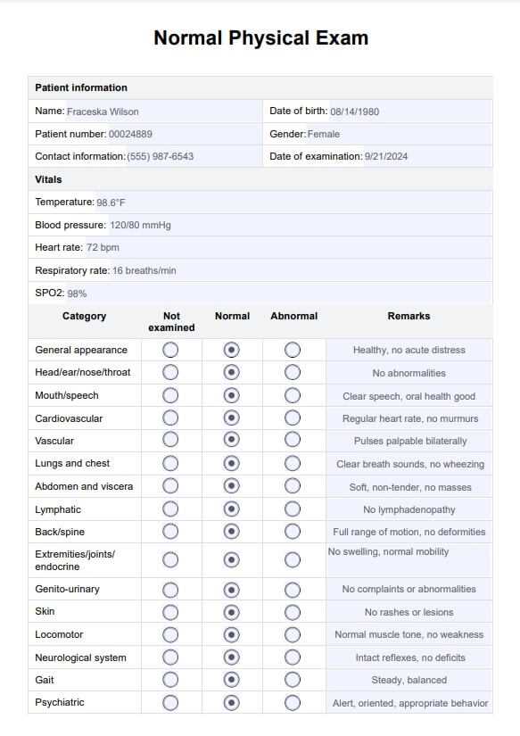 pelvic exam template