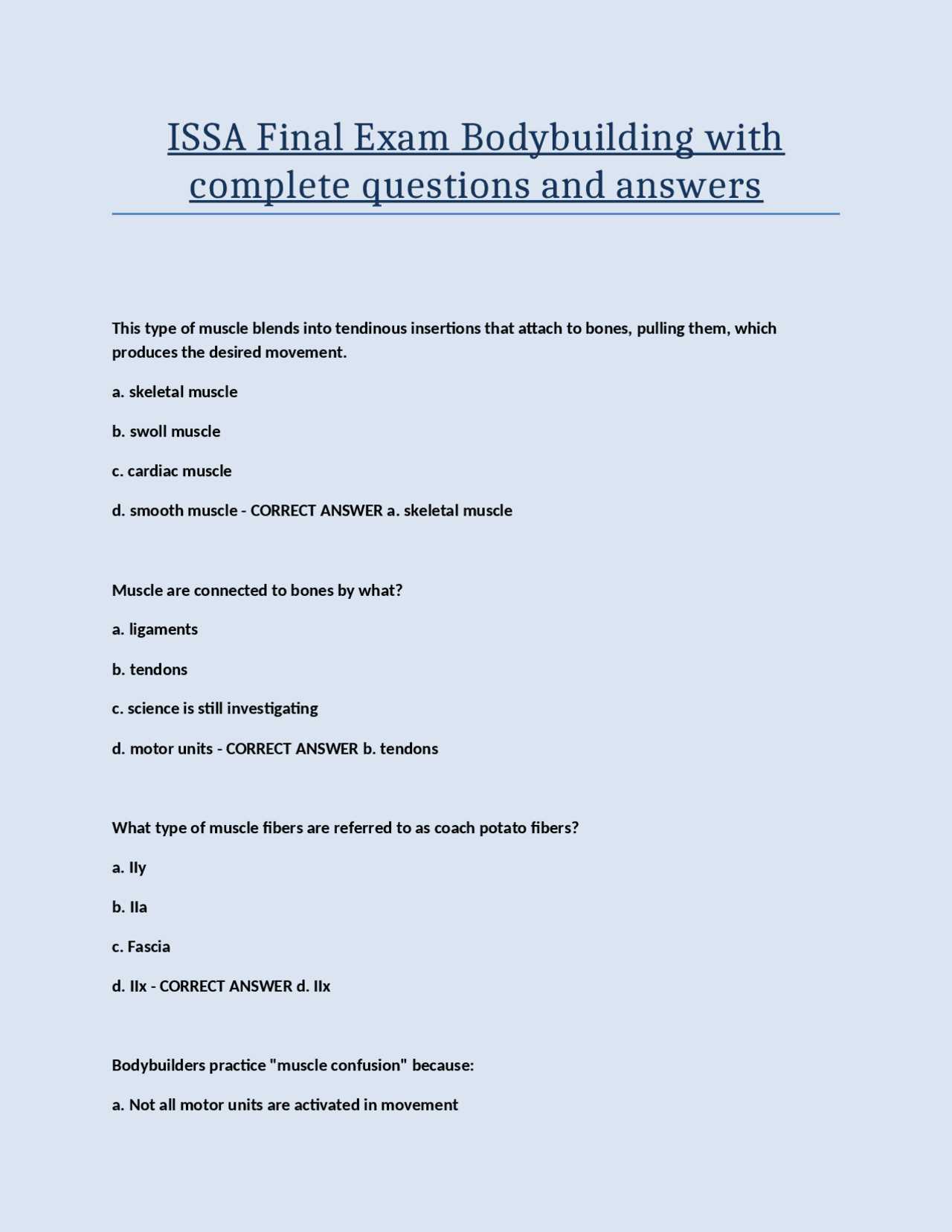 personal fitness final exam answers