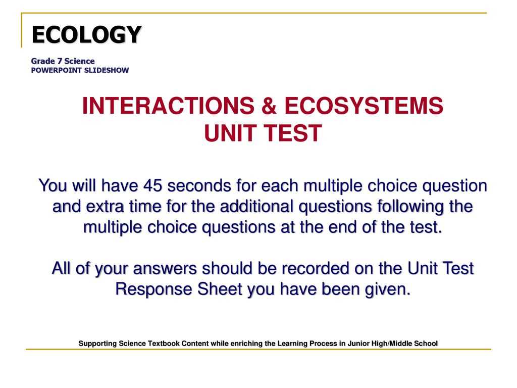 ecology unit exam answers