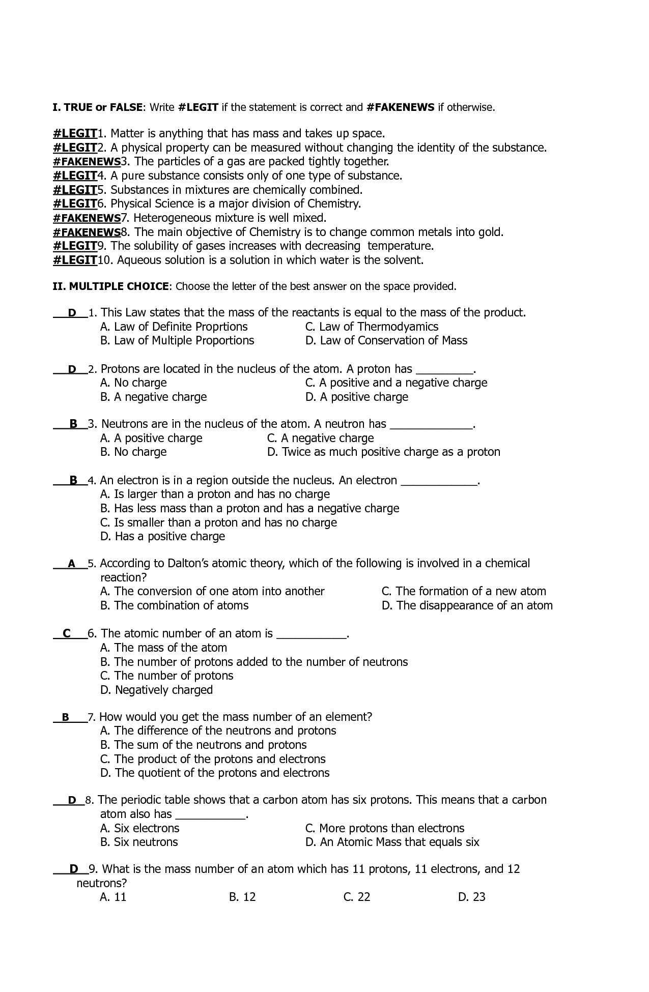 physical science final exam review answers