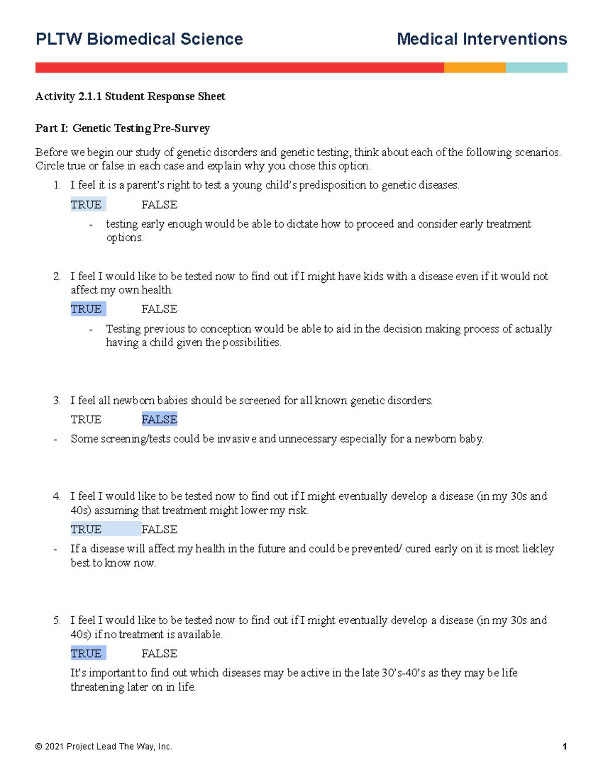 pltw biomedical final exam answer key